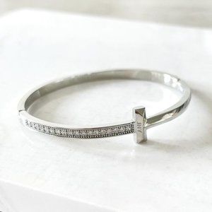 Jones New York T Bangle Bracelet Platinum Plated